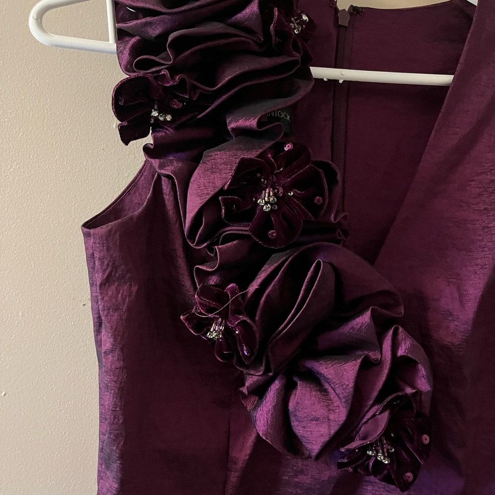 Jessica McClintock cocktails dress in iridescent wine